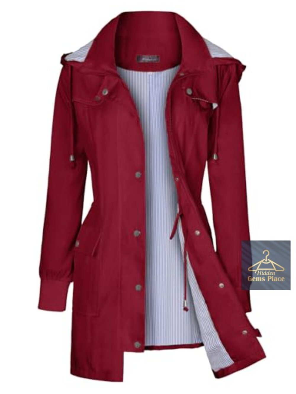 Women's Lightweight Waterproof Rain Jacket Hooded Windbreaker Trench